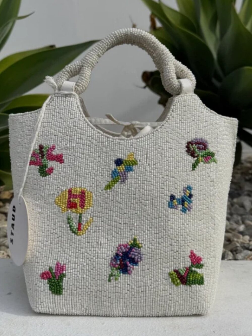 STAUD Beaded Cote FIRST BLOOM DAY Bag MSRP$395 Timeless Chic - Picture 3 of 16